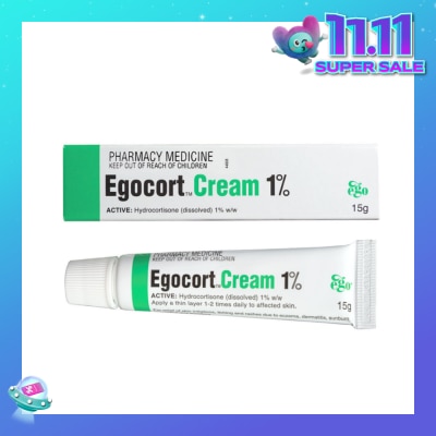 EGO QV Egocort Cream 1% (For Relief Of Skin Irritation, Itching & Rashes Due to Eczema, Dermatitis & Psoriasis) 15g