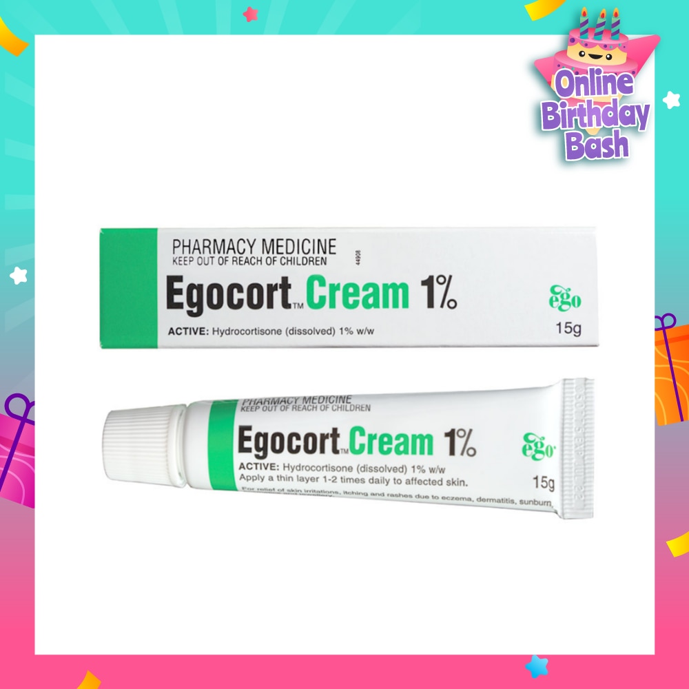 Egocort Cream 1% (For Relief Of Skin Irritation, Itching & Rashes Due to Eczema, Dermatitis & Psoriasis) 15g