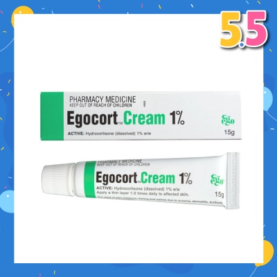 EGO QV Egocort Cream 1% (For Relief Of Skin Irritation, Itching & Rashes Due to Eczema, Dermatitis & Psoriasis) 15g