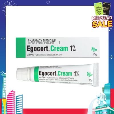 EGO QV Egocort Cream 1% (For Relief Of Skin Irritation, Itching & Rashes Due to Eczema, Dermatitis & Psoriasis) 15g