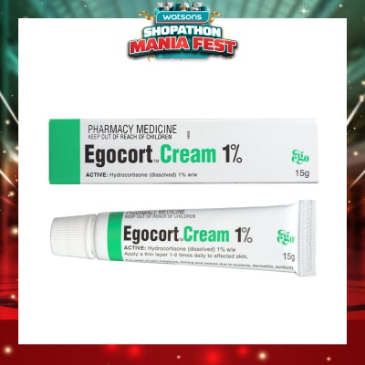 EGO QV - Egocort Cream 1% (For Relief Of Skin Irritation, Itching & Rashes Due to Eczema, Dermatitis & Psoriasis) 15g