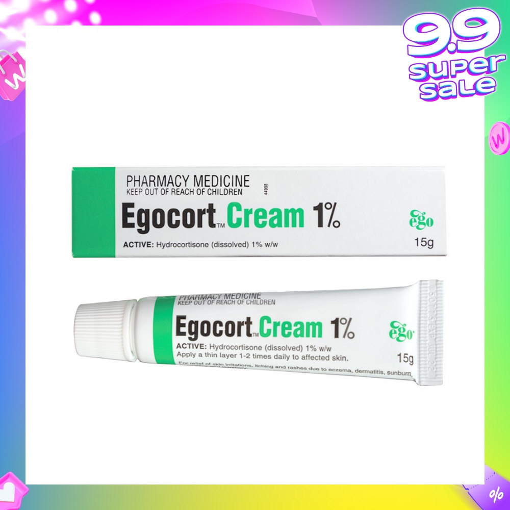 Egocort Cream 1% (For Relief Of Skin Irritation, Itching & Rashes Due to Eczema, Dermatitis & Psoriasis) 15g