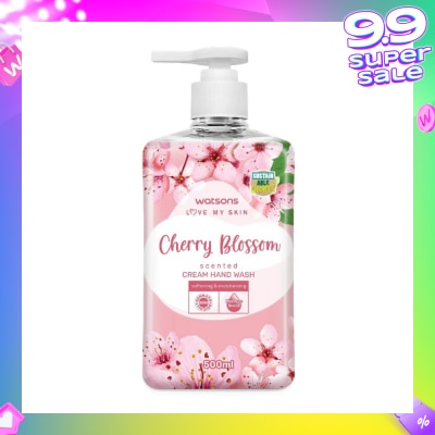 WATSONS Cherry Blossom Scented Cream Hand Wash (Softening and Moisturising, Dermatologically Tested) 500ml