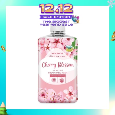 WATSONS Cherry Blossom Scented Cream Hand Wash (Softening and Moisturising, Dermatologically Tested) 500ml