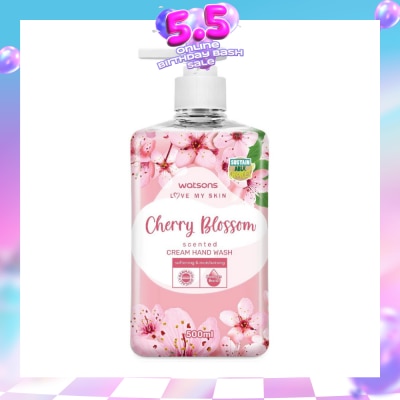WATSONS - Cherry Blossom Scented Cream Hand Wash (Softening and Moisturising, Dermatologically Tested) 500ml