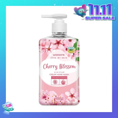 WATSONS Cherry Blossom Scented Cream Hand Wash (Softening and Moisturising, Dermatologically Tested) 500ml