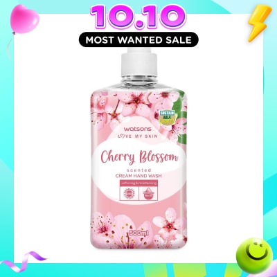 WATSONS Cherry Blossom Scented Cream Hand Wash (Softening and Moisturising, Dermatologically Tested) 500ml image