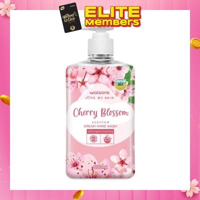 WATSONS Cherry Blossom Scented Cream Hand Wash (Softening and Moisturising, Dermatologically Tested) 500ml