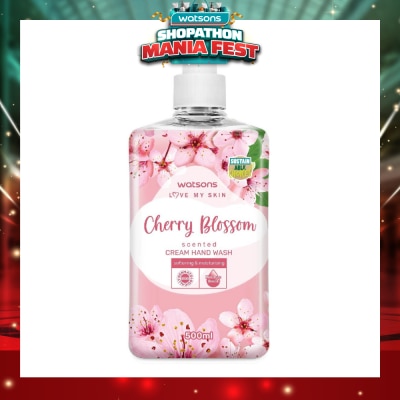 WATSONS - Cherry Blossom Scented Cream Hand Wash (Softening and Moisturising, Dermatologically Tested) 500ml