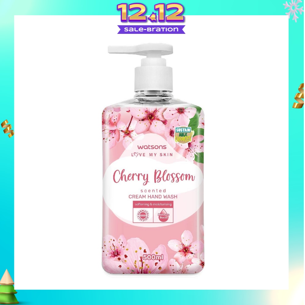 Cherry Blossom Scented Cream Hand Wash (Softening and Moisturising, Dermatologically Tested) 500ml
