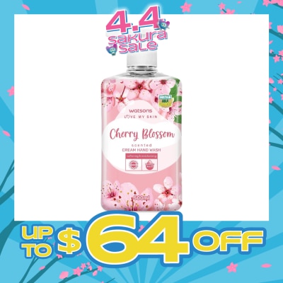 WATSONS - Cherry Blossom Scented Cream Hand Wash (Softening and Moisturising, Dermatologically Tested) 500ml