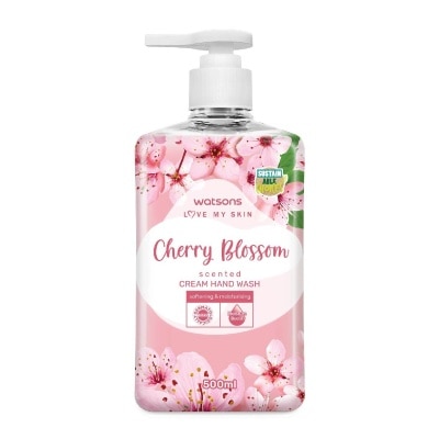 WATSONS Cherry Blossom Scented Cream Hand Wash (Softening and Moisturising, Dermatologically Tested) 500ml