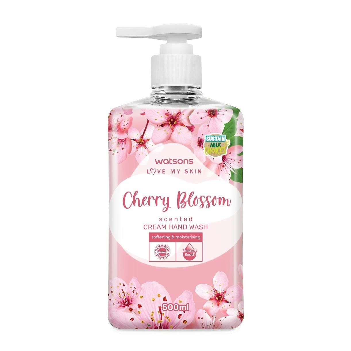 Cherry Blossom Scented Cream Hand Wash (Softening and Moisturising, Dermatologically Tested) 500ml