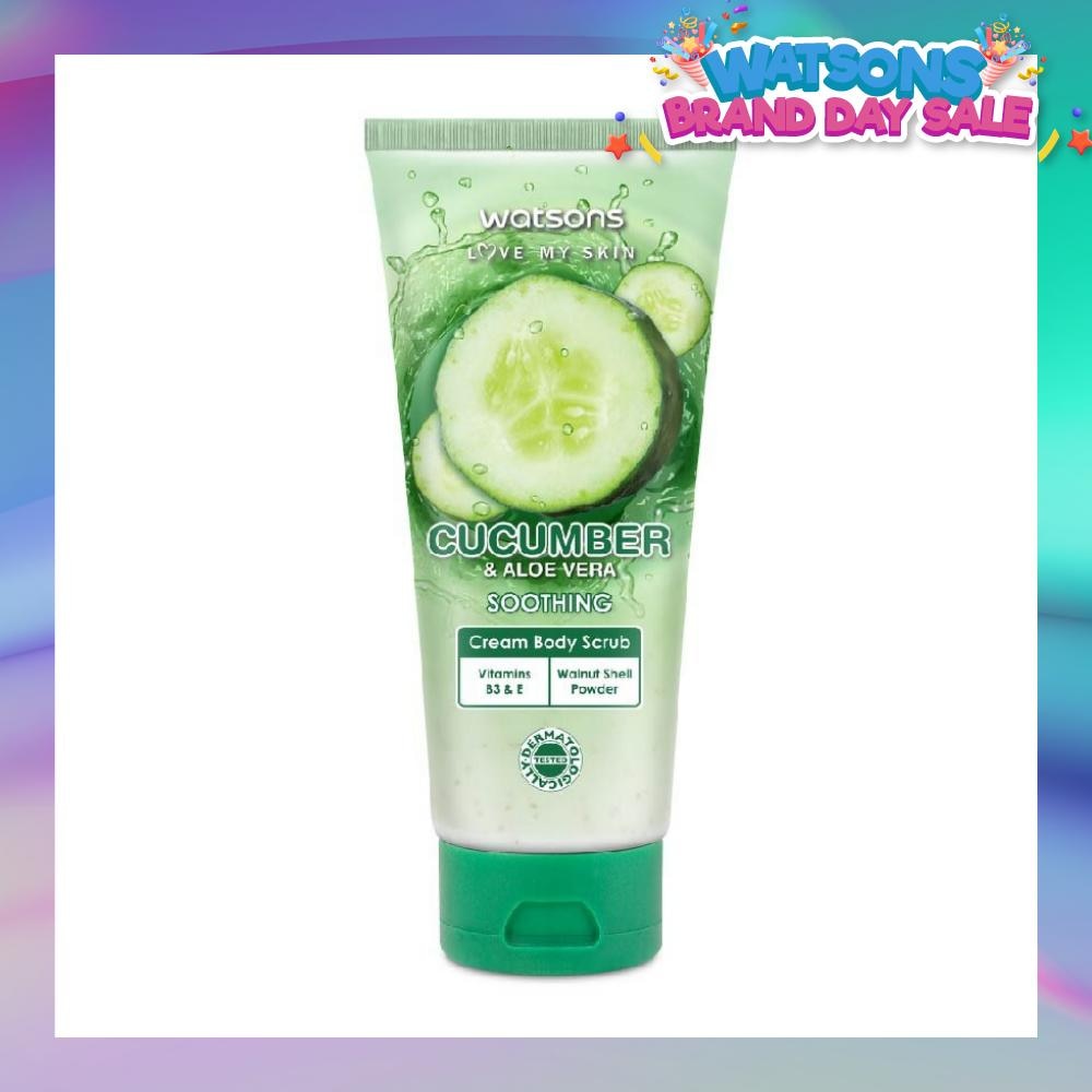 Aloe Vera & Cucumber Soothing Cream Body Scrub (Dermatologically Tested, Vitamins B3 & E, Walnut Shell Powder) 200ml