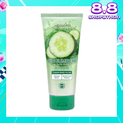 WATSONS Aloe Vera & Cucumber Soothing Cream Body Scrub (Dermatologically Tested, Vitamins B3 & E, Walnut Shell Powder) 200ml