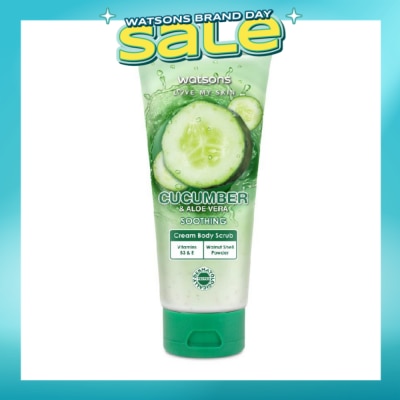 WATSONS - Aloe Vera & Cucumber Soothing Cream Body Scrub (Dermatologically Tested, Vitamins B3 & E, Walnut Shell Powder) 200ml