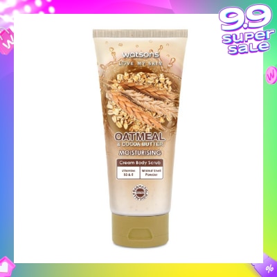 WATSONS Cocoa Butter & Oatmeal Moisturising Cream Body Scrub (Dermatologically Tested, Vitamins B3 & E, Walnut Shell Powder) 200ml