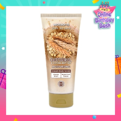 WATSONS Cocoa Butter & Oatmeal Moisturising Cream Body Scrub (Dermatologically Tested, Vitamins B3 & E, Walnut Shell Powder) 200ml
