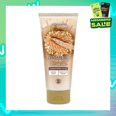 WATSONS Cocoa Butter & Oatmeal Moisturising Cream Body Scrub (Dermatologically Tested, Vitamins B3 & E, Walnut Shell Powder) 200ml