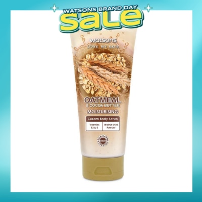WATSONS - Cocoa Butter & Oatmeal Moisturising Cream Body Scrub (Dermatologically Tested, Vitamins B3 & E, Walnut Shell Powder) 200ml