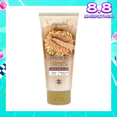 WATSONS Cocoa Butter & Oatmeal Moisturising Cream Body Scrub (Dermatologically Tested, Vitamins B3 & E, Walnut Shell Powder) 200ml