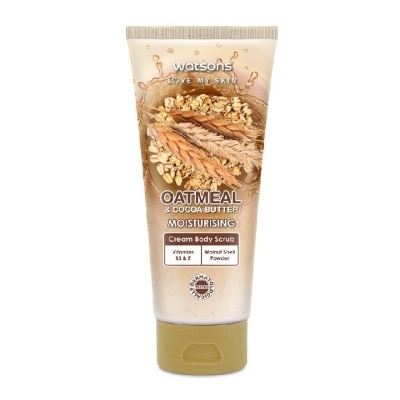 WATSONS Cocoa Butter & Oatmeal Moisturising Cream Body Scrub (Dermatologically Tested, Vitamins B3 & E, Walnut Shell Powder) 200ml