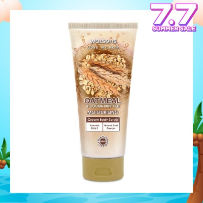 WATSONS Cocoa Butter & Oatmeal Moisturising Cream Body Scrub (Dermatologically Tested, Vitamins B3 & E, Walnut Shell Powder) 200ml