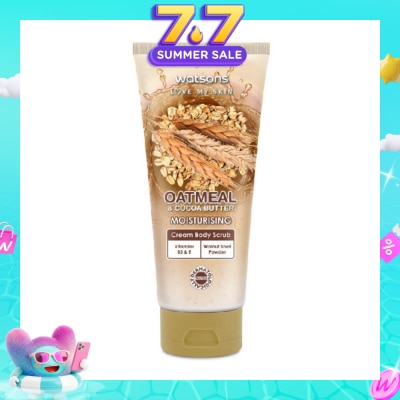 WATSONS - Cocoa Butter & Oatmeal Moisturising Cream Body Scrub (Dermatologically Tested, Vitamins B3 & E, Walnut Shell Powder) 200ml