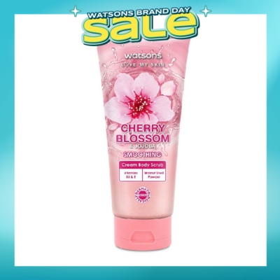 WATSONS - Cherry Blossom & Jojoba Smoothing Cream Body Scrub (Dermatologically Tested, Vitamins B3 & E, Walnut Shell Powder) 200ml