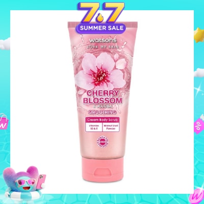 WATSONS - Cherry Blossom & Jojoba Smoothing Cream Body Scrub (Dermatologically Tested, Vitamins B3 & E, Walnut Shell Powder) 200ml