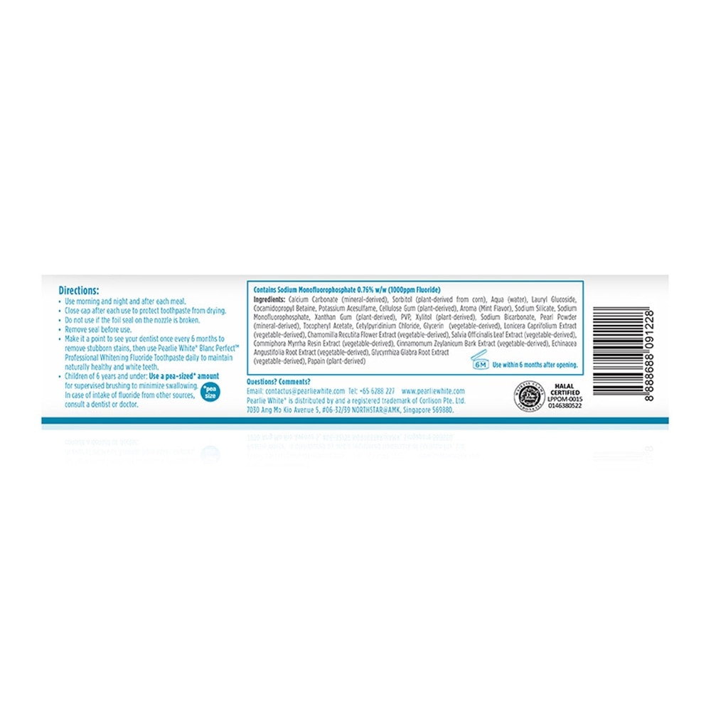 Blanc Perfect Professional Whitening Fluoride Toothpaste (Actively Removes Stains to Restore Whiteness and Shine to Teeth) 110g