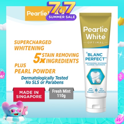PEARLIE WHITE® - Blanc Perfect Professional Whitening Fluoride Toothpaste (Actively Removes Stains to Restore Whiteness and Shine to Teeth) 110g