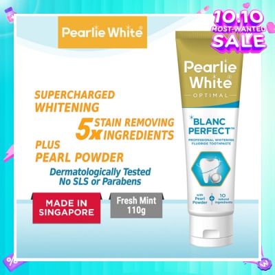 PEARLIE WHITE® Blanc Perfect Professional Whitening Fluoride Toothpaste (Actively Removes Stains to Restore Whiteness and Shine to Teeth) 110g