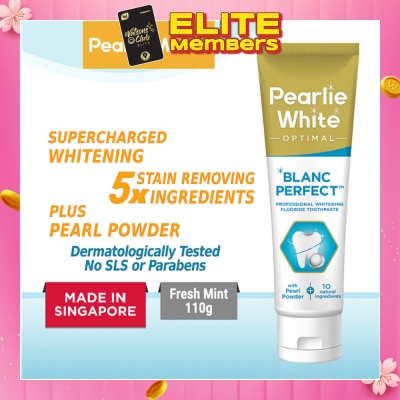 PEARLIE WHITE® Blanc Perfect Professional Whitening Fluoride Toothpaste (Actively Removes Stains to Restore Whiteness and Shine to Teeth) 110g