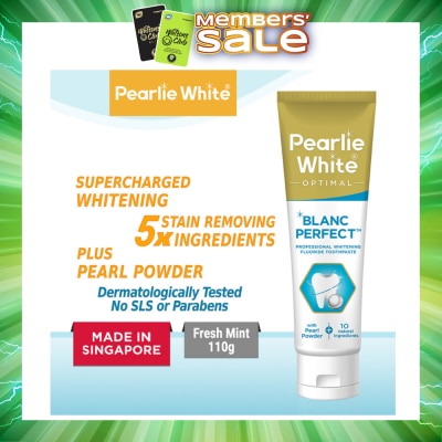 PEARLIE WHITE® - Blanc Perfect Professional Whitening Fluoride Toothpaste (Actively Removes Stains to Restore Whiteness and Shine to Teeth) 110g