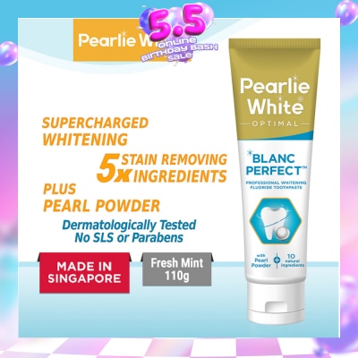 PEARLIE WHITE® - Blanc Perfect Professional Whitening Fluoride Toothpaste (Actively Removes Stains to Restore Whiteness and Shine to Teeth) 110g