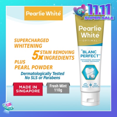 PEARLIE WHITE® Blanc Perfect Professional Whitening Fluoride Toothpaste (Actively Removes Stains to Restore Whiteness and Shine to Teeth) 110g