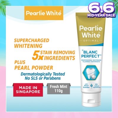 PEARLIE WHITE® Blanc Perfect Professional Whitening Fluoride Toothpaste (Actively Removes Stains to Restore Whiteness and Shine to Teeth) 110g