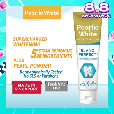 PEARLIE WHITE® Blanc Perfect Professional Whitening Fluoride Toothpaste (Actively Removes Stains to Restore Whiteness and Shine to Teeth) 110g
