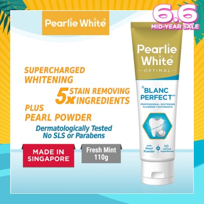 PEARLIE WHITE® Blanc Perfect Professional Whitening Fluoride Toothpaste (Actively Removes Stains to Restore Whiteness and Shine to Teeth) 110g