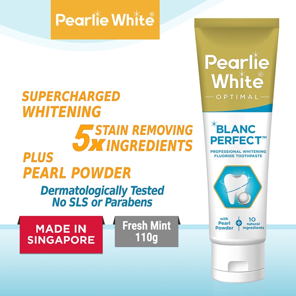Blanc Perfect Professional Whitening Fluoride Toothpaste (Actively Removes Stains to Restore Whiteness and Shine to Teeth) 110g