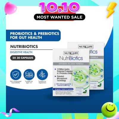 NUTRILIFE Nutribiotics Probiotics Vegetarian Capsules Twin Pack 30s x 2 image
