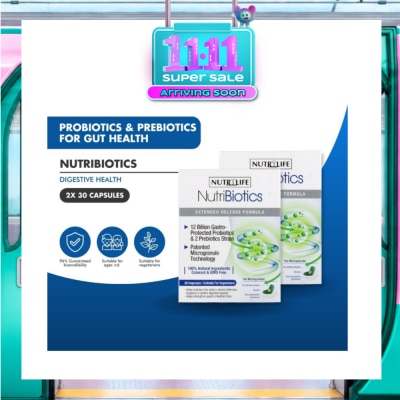 NUTRILIFE Nutribiotics Probiotics Vegetarian Capsules Twin Pack 30s x 2 image