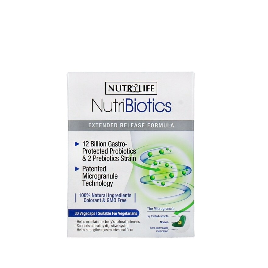 Nutribiotics Probiotics Vegecap Supplement Packset (Support Healthy Digestive System Strengthen Gastro-Intestinal Flora Suitable for Vegetarians) 30s x 2