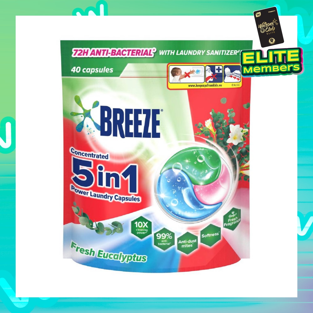 5 in 1 Power Laundry Capsule 72H Anti-Bacterial Fresh Eucalyptus 40s