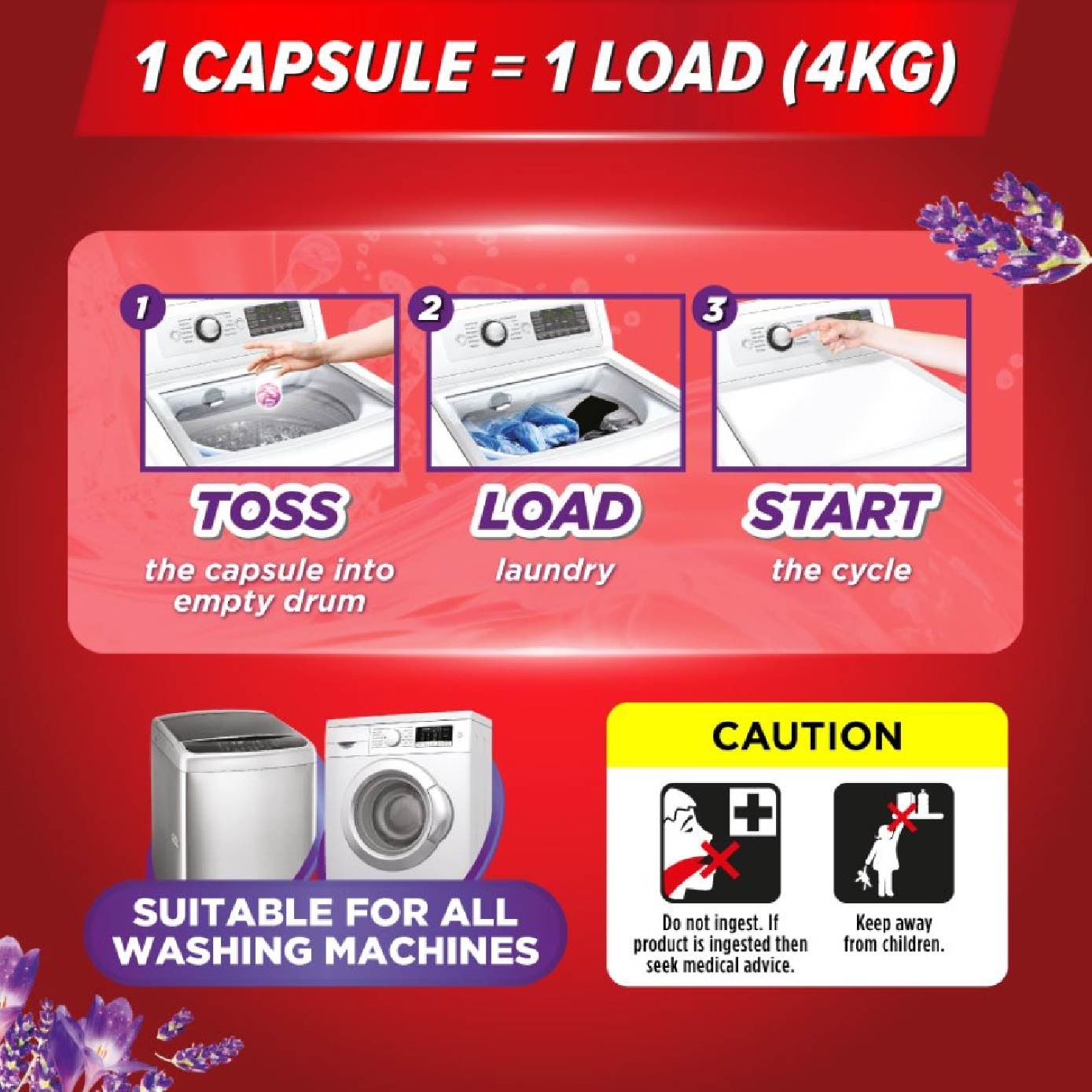 5 in 1 Power Laundry Capsule 72H Lasting Freshness Fresh Lavender 40s