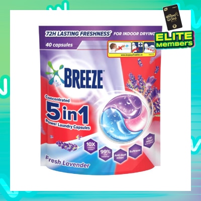 BREEZE 5 in 1 Power Laundry Capsule 72H Lasting Freshness Fresh Lavender 40s