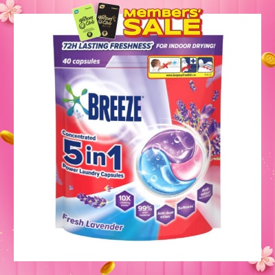 BREEZE 5 in 1 Power Laundry Capsule 72H Lasting Freshness Fresh Lavender 40s