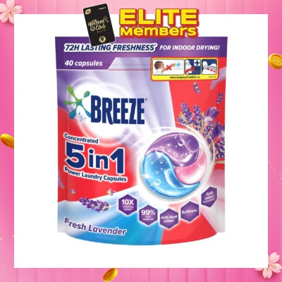 BREEZE 5 in 1 Power Laundry Capsule 72H Lasting Freshness Fresh Lavender 40s