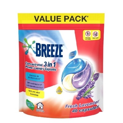 BREEZE Fresh Lavender 3 In 1 Laundry Capsule 40s